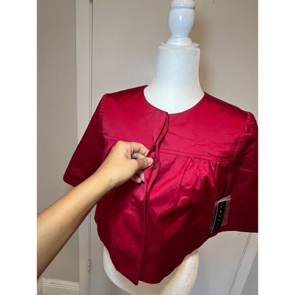 NWT Theory Crimson Tilford Tuxedo Silk Blend Cropped Jacket 3/4 Sleeves Womens M - Picture 6 of 11